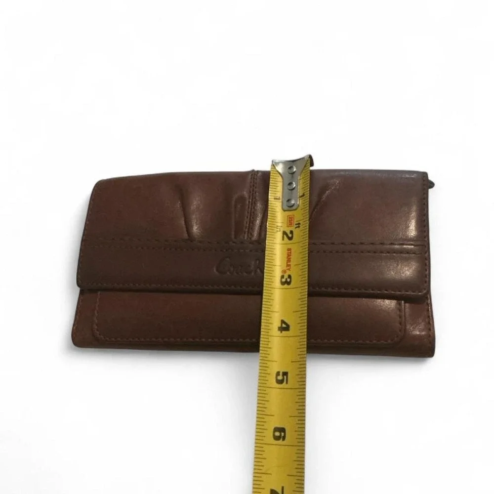 Vintage Coach Pleated Leather Trifold Slim Wallet Womens OS Brown Good Organizer